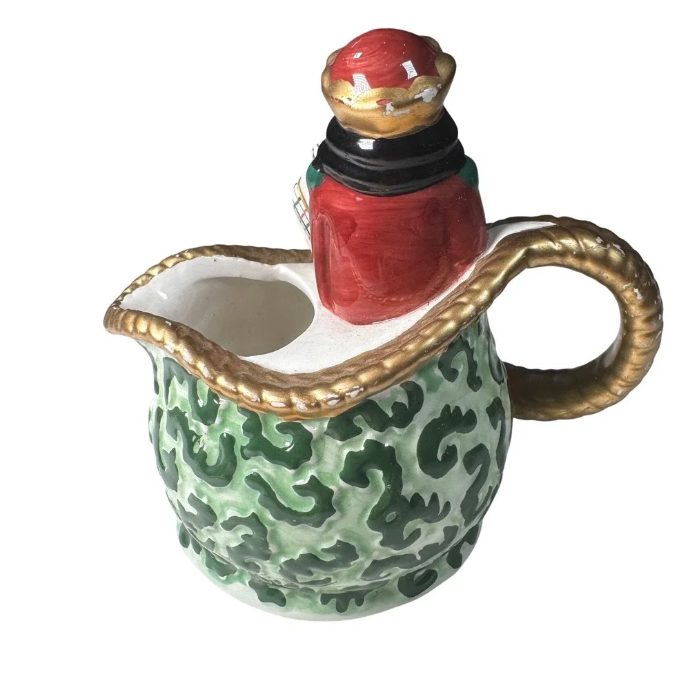 Avon China Santa Claus Nutcracker Creamer Pitcher‎ Christmas Collectible Novelty